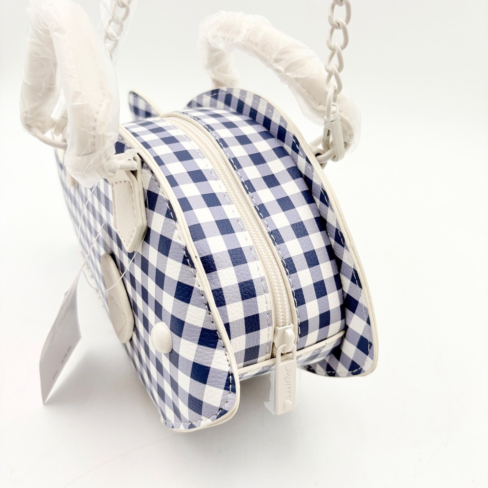 Luv Betsey LBFISH‎ Betsey Johnson Gingham Fish Crossbody Bag Navy Blue White - Picture 4 of 9